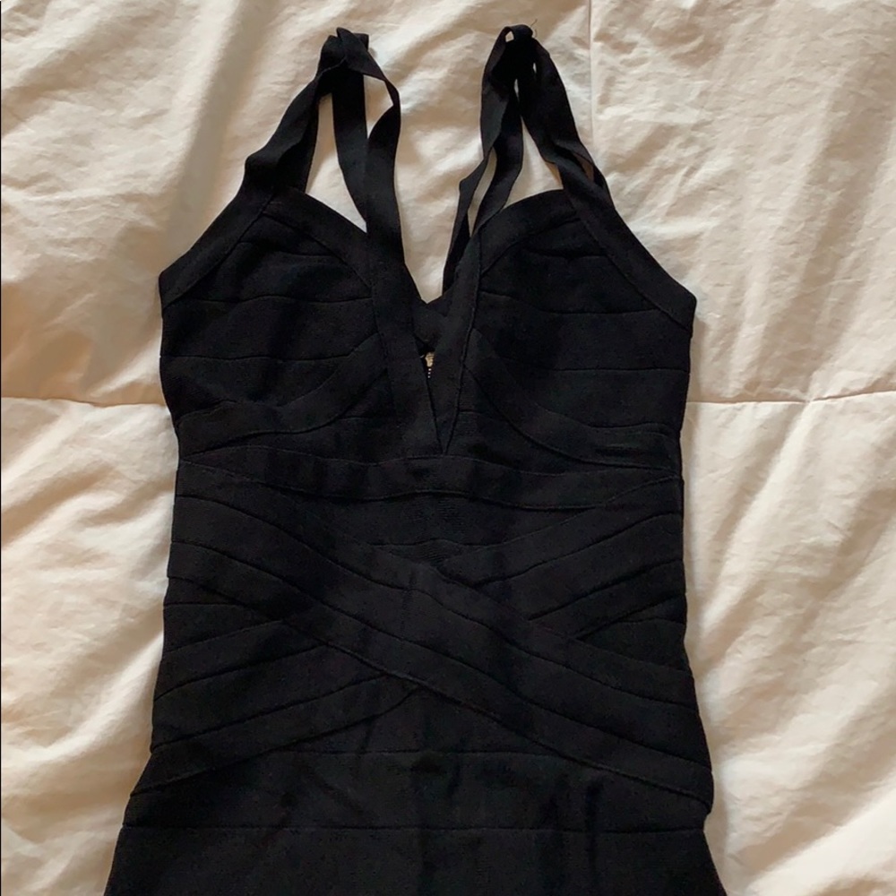 Bene black bodycon strap Herve leger dress S